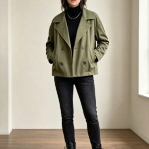 Chaqueta Corta Estilo Gabardina Cruzada
