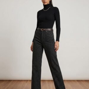 Pantalón Vaquero Animal Print Leopardo en Tono Negro