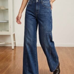 Pantalón Vaquero Wide Leg con Costura Frontal